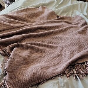 Steve Madden Taupe Knit Fringe Wrap